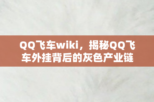 揭秘QQ飞车外挂背后的灰色产业链图片