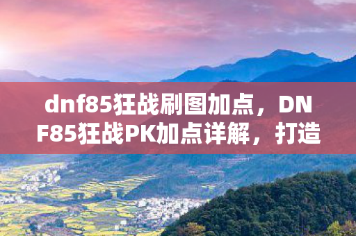 DNF85狂战PK加点详解图片