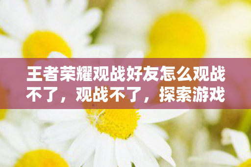 探索游戏无法观战背后的原因与解决方案图片