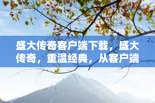 盛大传奇客户端下载，盛大传奇，重温经典，从客户端下载开始