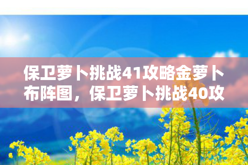 保卫萝卜挑战41攻略金萝卜布阵图，保卫萝卜挑战40攻略，金萝卜布阵图详解