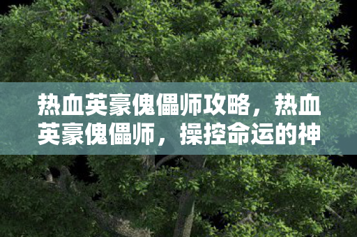 热血英豪傀儡师攻略,热血英豪傀儡师,操控命运的神秘艺术家 热血英豪傀儡师攻略,热血英豪傀儡师,操控命运的神秘艺术家