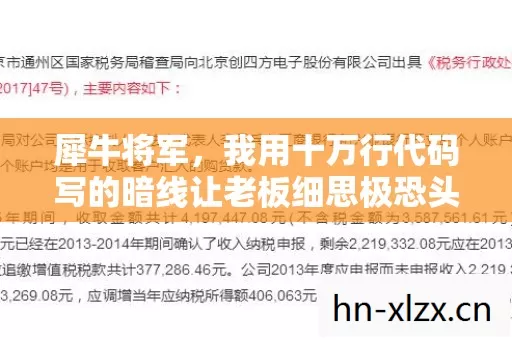 犀牛将军，我用十万行代码写的暗线让老板细思极恐头皮发麻