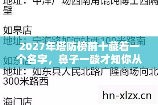 2027年塔防榜前十藏着一个名字,鼻子一酸才知你从未下线 2027年塔防榜前十藏着一个名字,鼻子一酸才知你从未下线