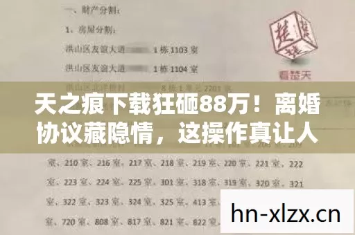 天之痕下载狂砸88万！离婚协议藏隐情，这操作真让人吓一跳！