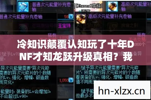 冷知识颠覆认知玩了十年DNF才知龙跃升级真相图片