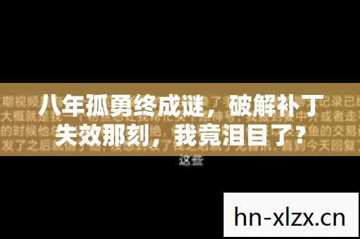 八年孤勇终成谜,破解补丁失效那刻,我竟泪目了? 八年孤勇终成谜,破解补丁失效那刻,我竟泪目了?