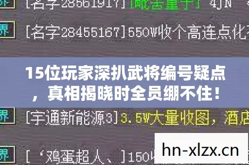 15位玩家深扒武将编号疑点，真相揭晓时全员绷不住！