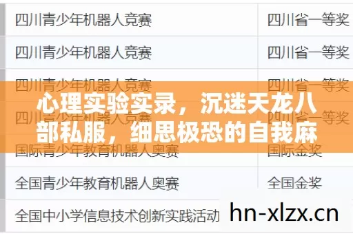 心理实验实录，沉迷天龙八部私服，细思极恐的自我麻醉剂量表