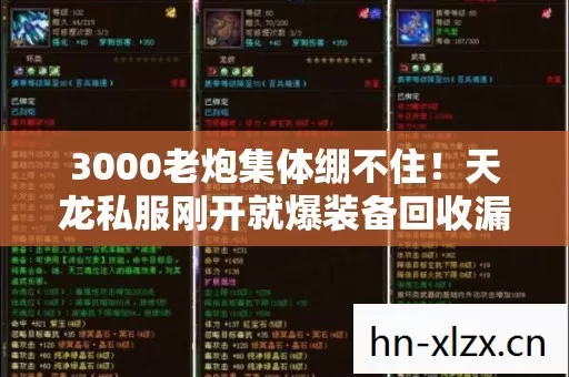 3000老炮集体绷不住！天龙私服刚开就爆装备回收漏洞？