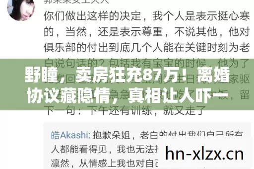 野瞳,卖房狂充87万!离婚协议藏隐情,真相让人吓一跳! 野瞳,卖房狂充87万!离婚协议藏隐情,真相让人吓一跳!