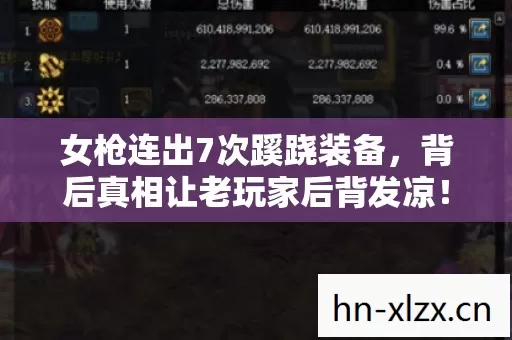女枪连出7次蹊跷装备,背后真相让老玩家后背发凉! 女枪连出7次蹊跷装备,背后真相让老玩家后背发凉!