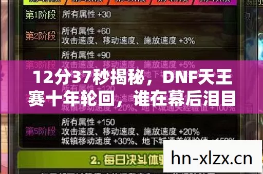 12分37秒揭秘，DNF天王赛十年轮回，谁在幕后泪目？