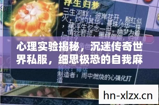 心理实验揭秘,沉迷传奇世界私服,细思极恐的自我麻醉之旅 心理实验揭秘,沉迷传奇世界私服,细思极恐的自我麻醉之旅