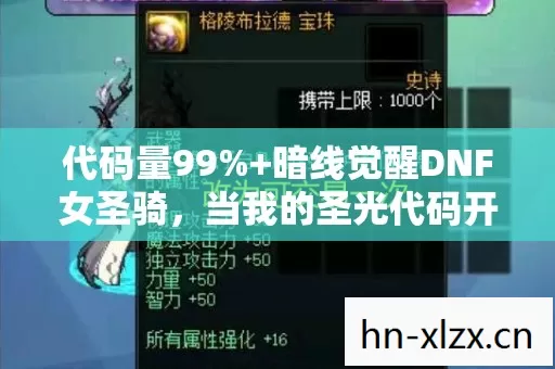 代码量99%+暗线觉醒DNF女圣骑，当我的圣光代码开始头皮发麻地改写现实