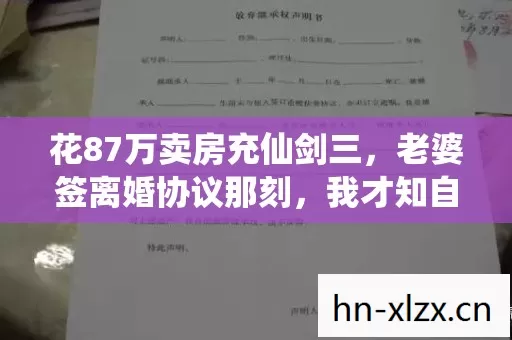 花87万卖房充仙剑三，老婆签离婚协议那刻，我才知自己多疯！