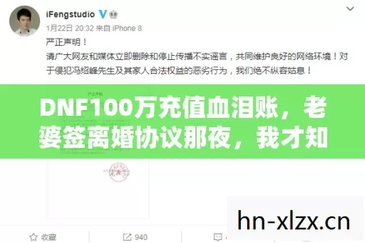 DNF100万充值血泪账，老婆签离婚协议那夜，我才知钱袋早被掏空！