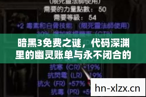 暗黑3免费之谜，代码深渊里的幽灵账单与永不闭合的付费悬案