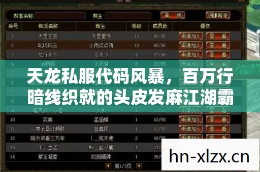 天龙私服代码风暴,百万行暗线织就的头皮发麻江湖霸业 天龙私服代码风暴,百万行暗线织就的头皮发麻江湖霸业
