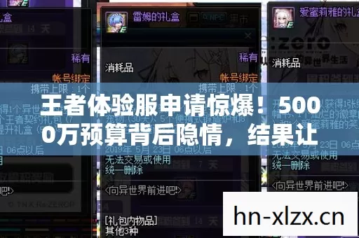 王者体验服申请惊爆!5000万预算背后隐情,结果让人吓一跳! 王者体验服申请惊爆!5000万预算背后隐情,结果让人吓一跳!