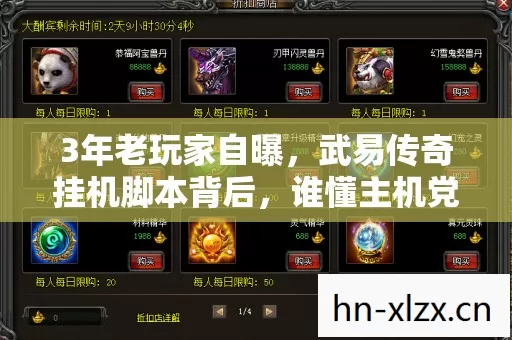 3年老玩家自曝，武易传奇挂机脚本背后，谁懂主机党的辛酸泪？
