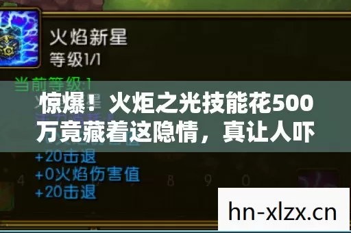惊爆！火炬之光技能花500万竟藏着这隐情，真让人吓一跳！