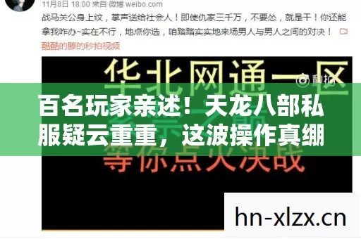 百名玩家亲述！天龙八部私服疑云重重，这波操作真绷不住了！