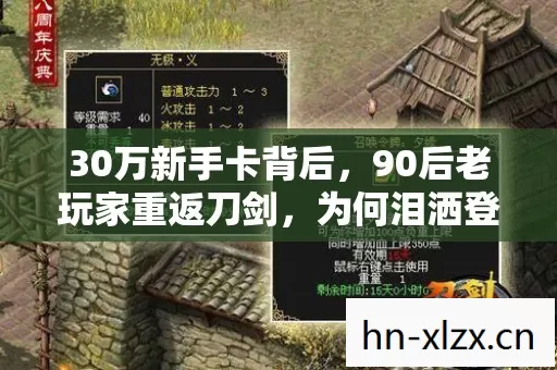 30万新手卡背后，90后老玩家重返刀剑，为何泪洒登录界面？