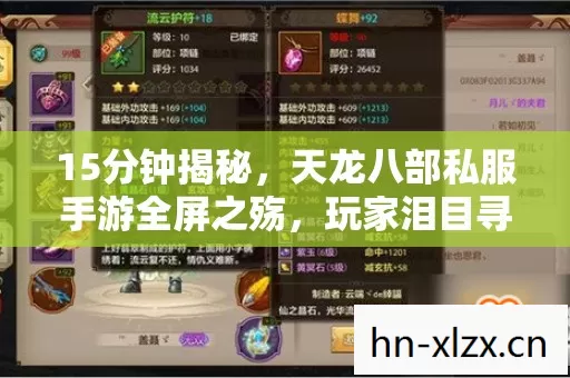15分钟揭秘，天龙八部私服手游全屏之殇，玩家泪目寻解