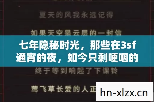 七年隐秘时光,那些在3sf通宵的夜,如今只剩哽咽的登录界面 七年隐秘时光,那些在3sf通宵的夜,如今只剩哽咽的登录界面