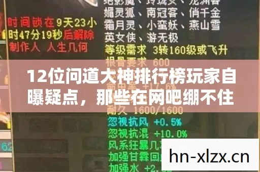 12位问道大神排行榜玩家自曝疑点图片