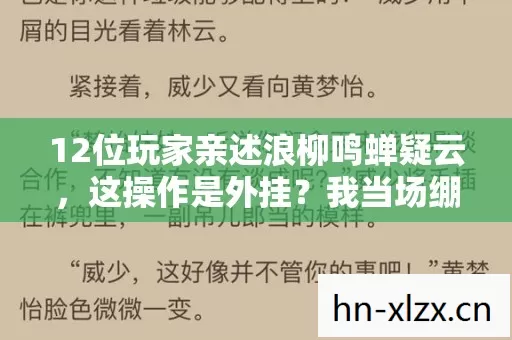 12位玩家亲述浪柳鸣蝉疑云,这操作是外挂?我当场绷不住了! 12位玩家亲述浪柳鸣蝉疑云,这操作是外挂?我当场绷不住了!